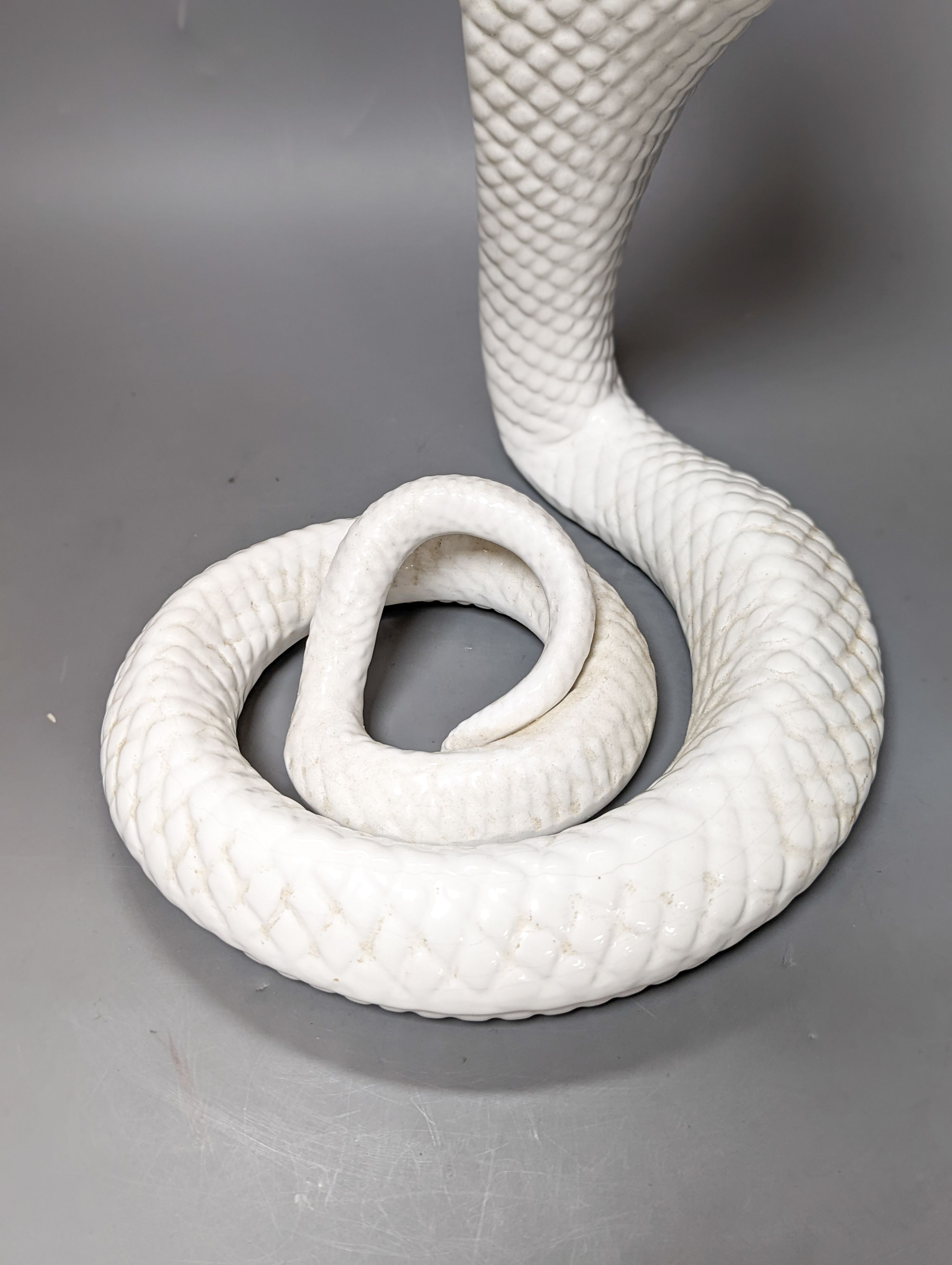 An Italian porcelain Cobra attributed to Tommaso Barbi, circa 1970's. 35cm